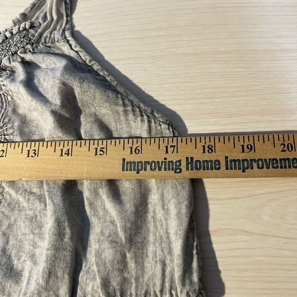 Womens Shoreline Gray M Tank Dress Cover Up Beach Cruise Embroidered 100% Cotton - Picture 7 of 10